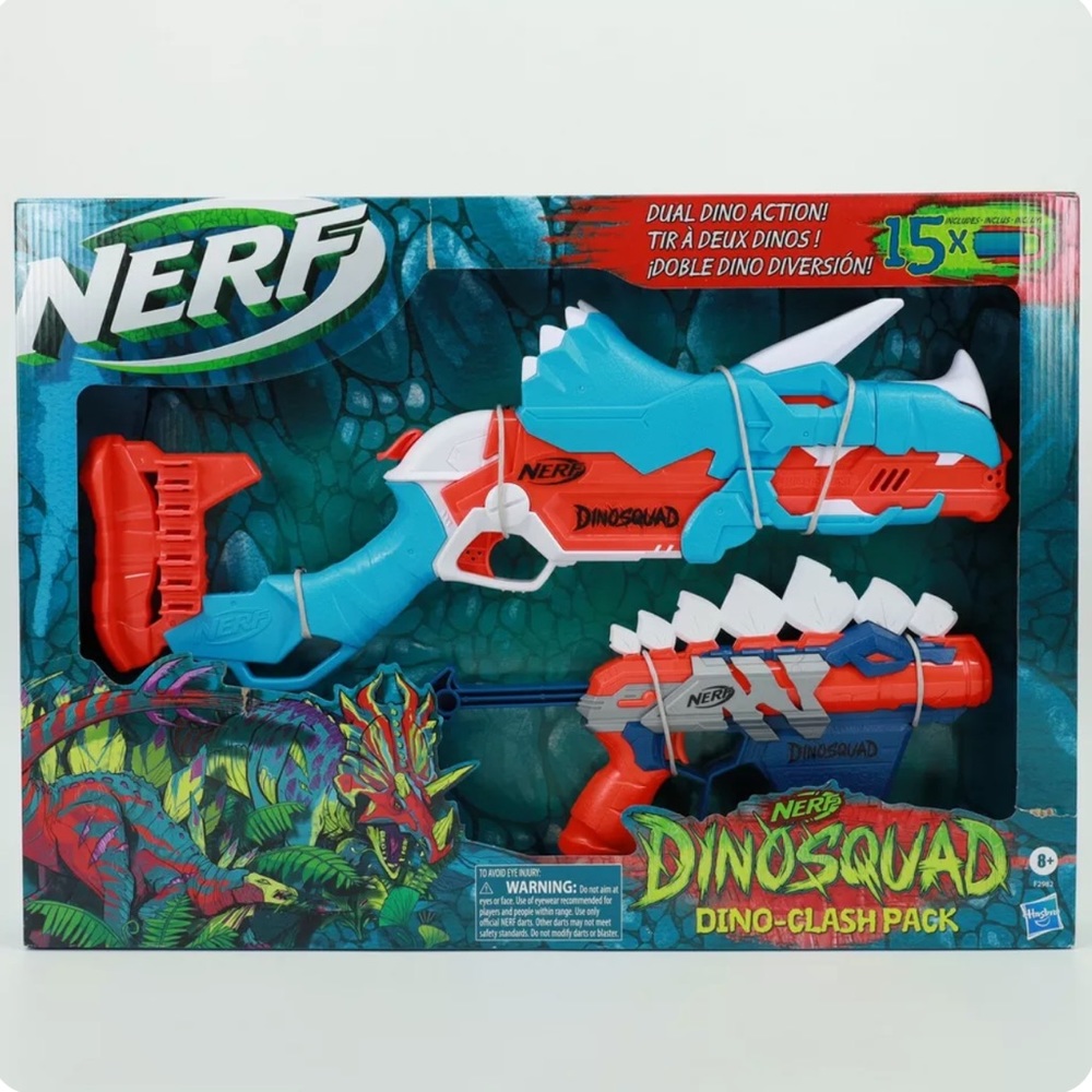NERF Dino-Clash Pack DinoSquad Tricera-Blast & Stegosmash Dart Blaster
